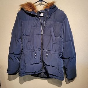 H&M winter puffer coat with faux fur